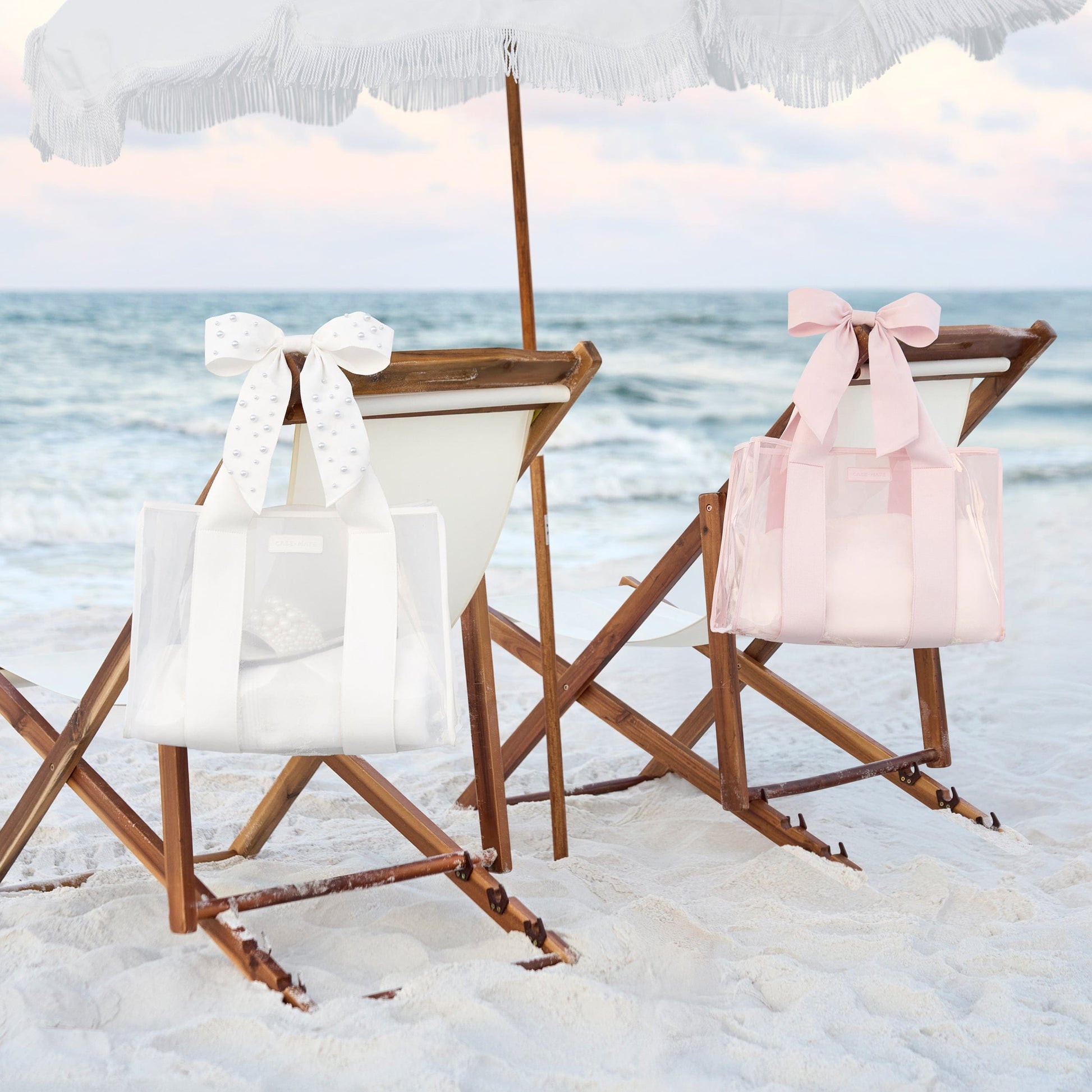 The Tote Duo - Ballet Pink Bow Jelly Tote + Ivory Pearl Bow Jelly Tote