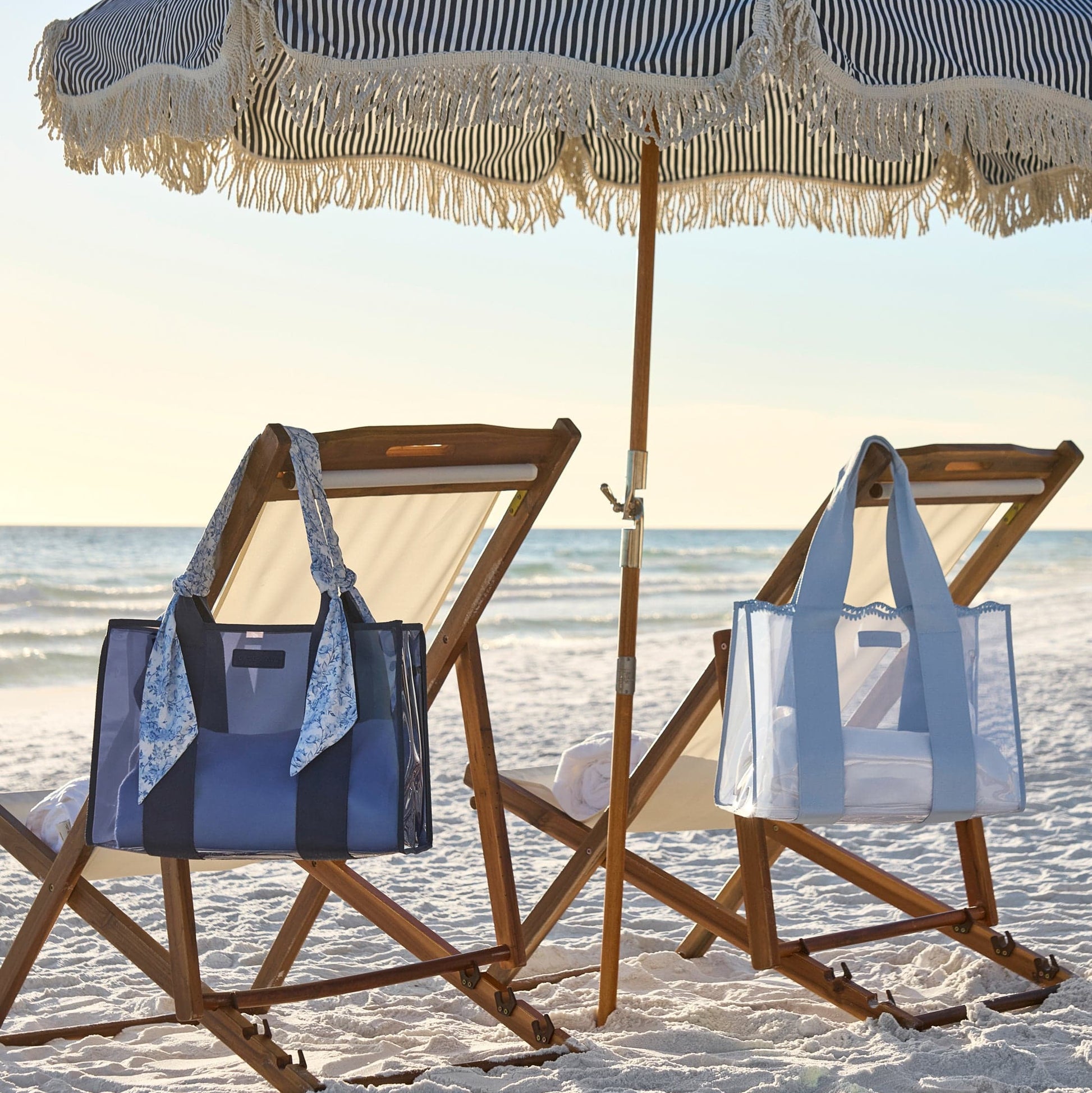 The Tote Duo - Something Navy Twilly Jelly Tote + Carolina Blue Crochet Jelly Tote
