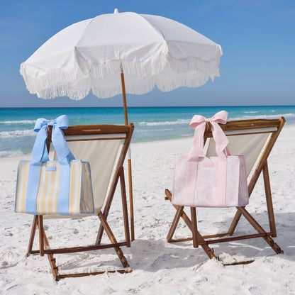 The Tote Duo- Ballet Pink Afternoon Rosé Bow & Cabana Stripe Bow