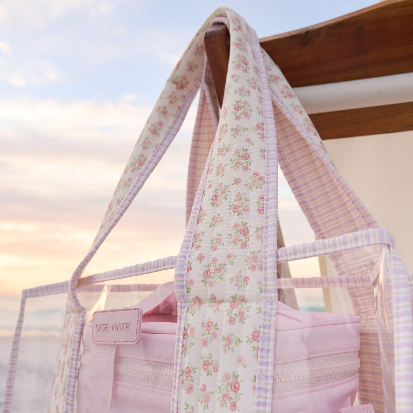The Tote Duo - Ballet Pink Afternoon Rosé Bow & Clear Quilted Ditsy Floral
