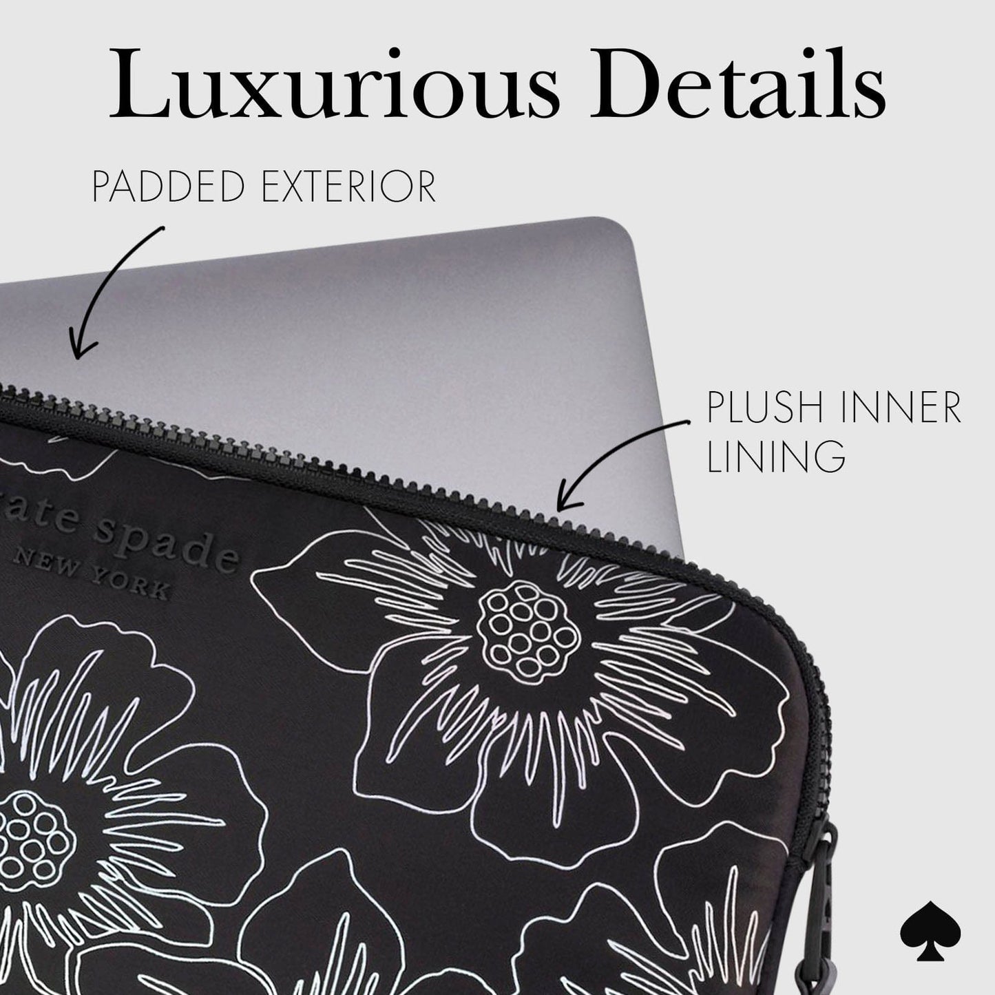 kate spade new york Hollyhock Iridescent Black Puffer Sleeve - Laptop Sleeve 16"