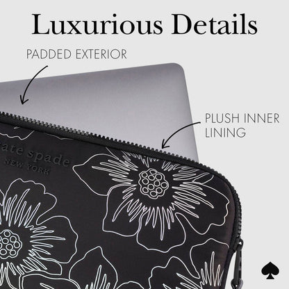 kate spade new york Hollyhock Iridescent Black Puffer Sleeve - Laptop Sleeve 16"