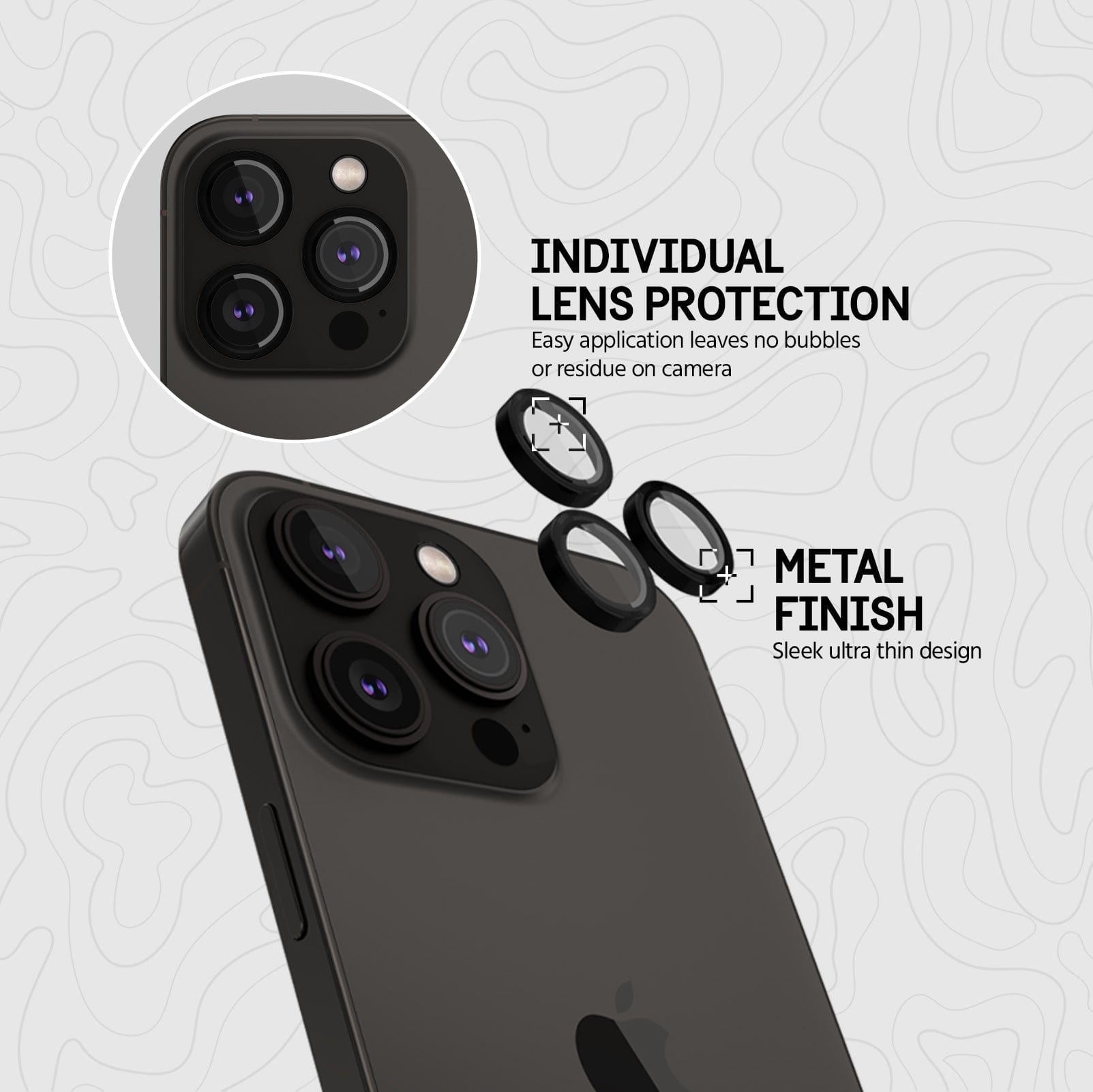 Pelican Camera Lens Protector (Black) - iPhone 14 Pro / 14 Pro Max
