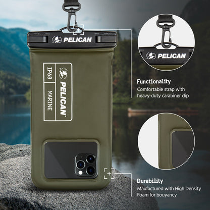 Pelican Marine Waterproof Floating Pouch (Olive Green) - Phone Pouch