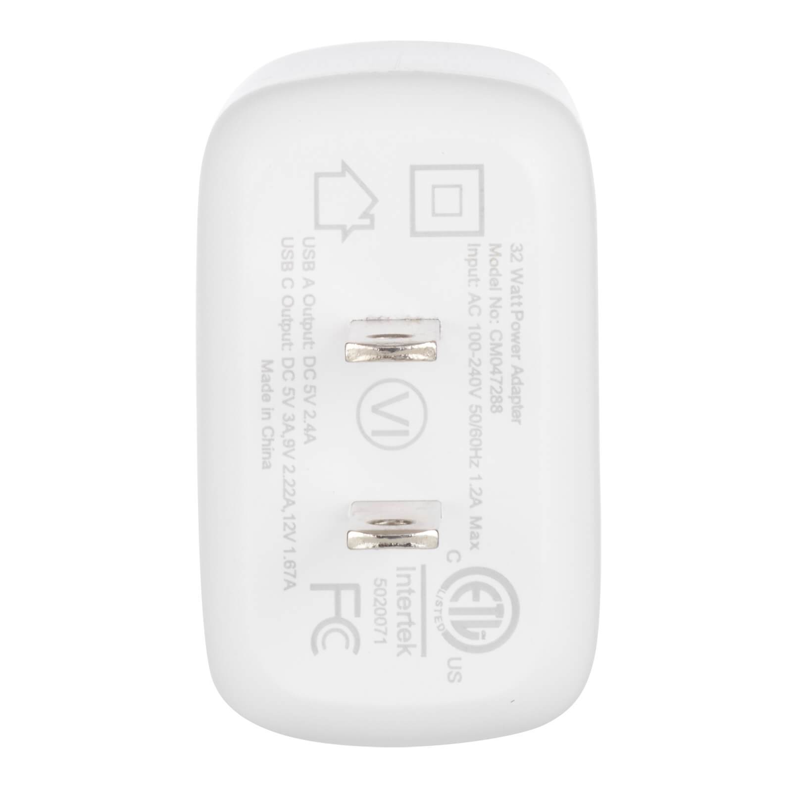 FUEL 32W Dual USB C/A Wall Charger - White