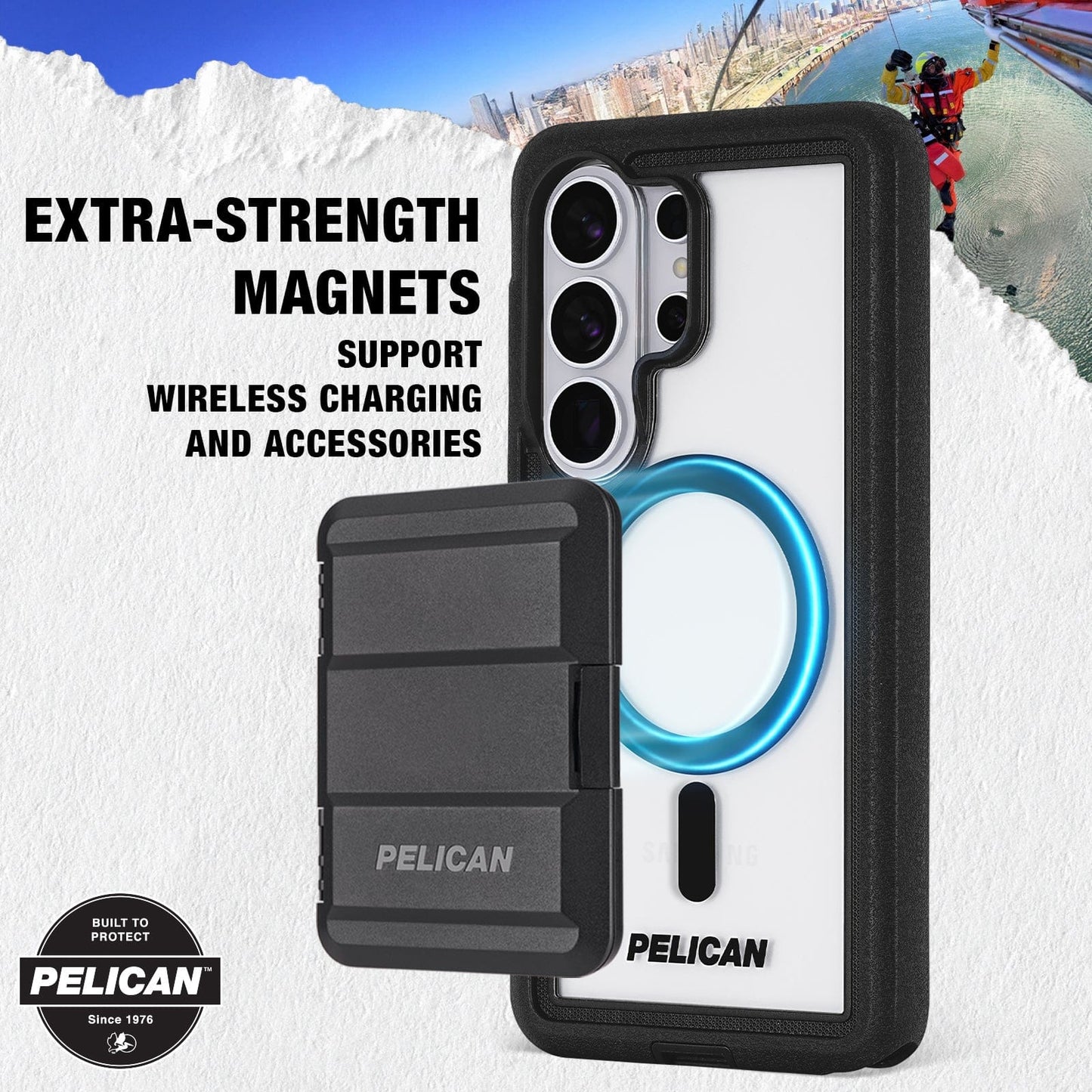 Pelican Voyager Clear/Black with Holster and Magnet - Galaxy S26 Ultra