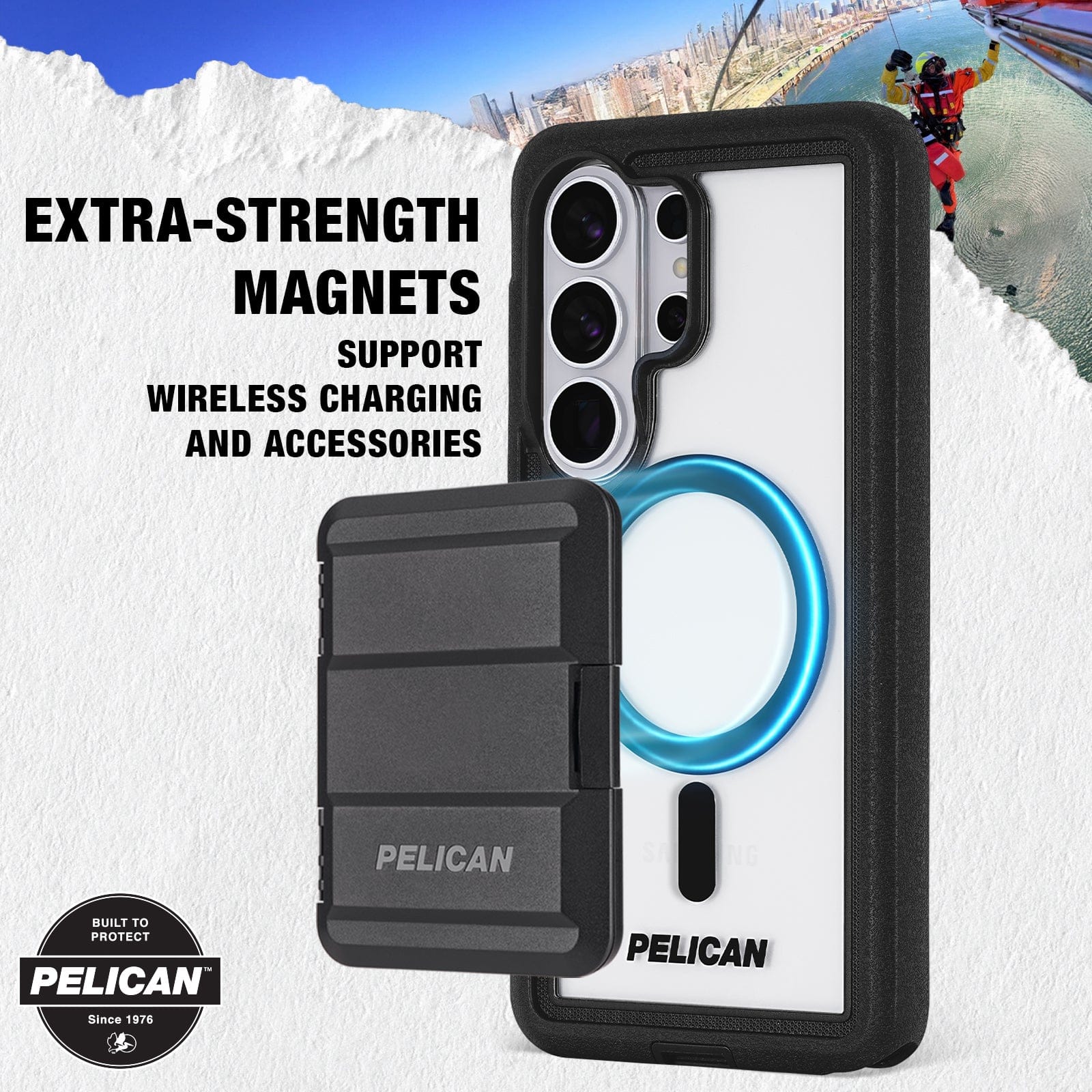 Pelican Voyager Clear/Black with Holster and Magnet - Galaxy S26 Ultra