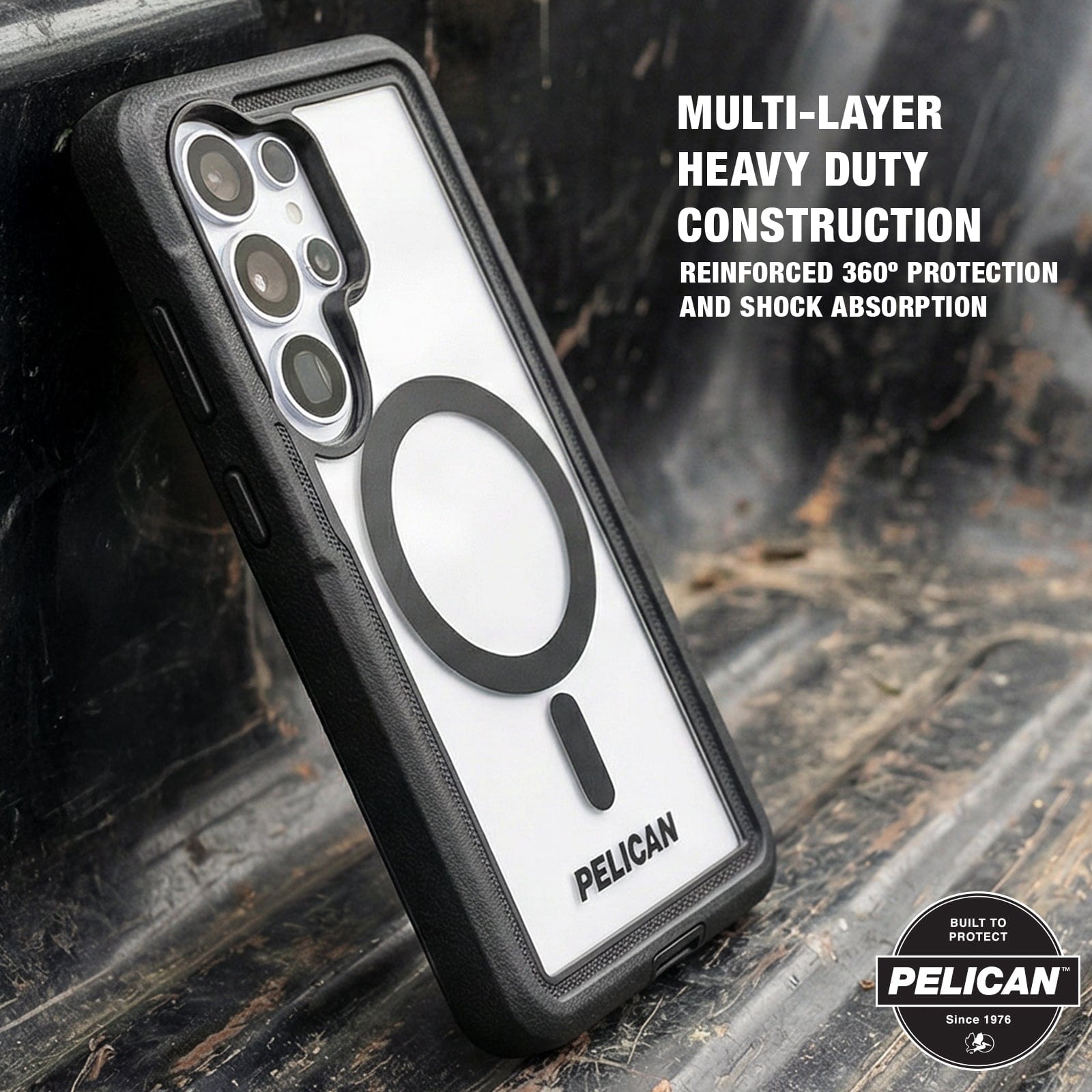 Pelican Voyager Clear/Black with Holster and Magnet - Galaxy S26 Ultra