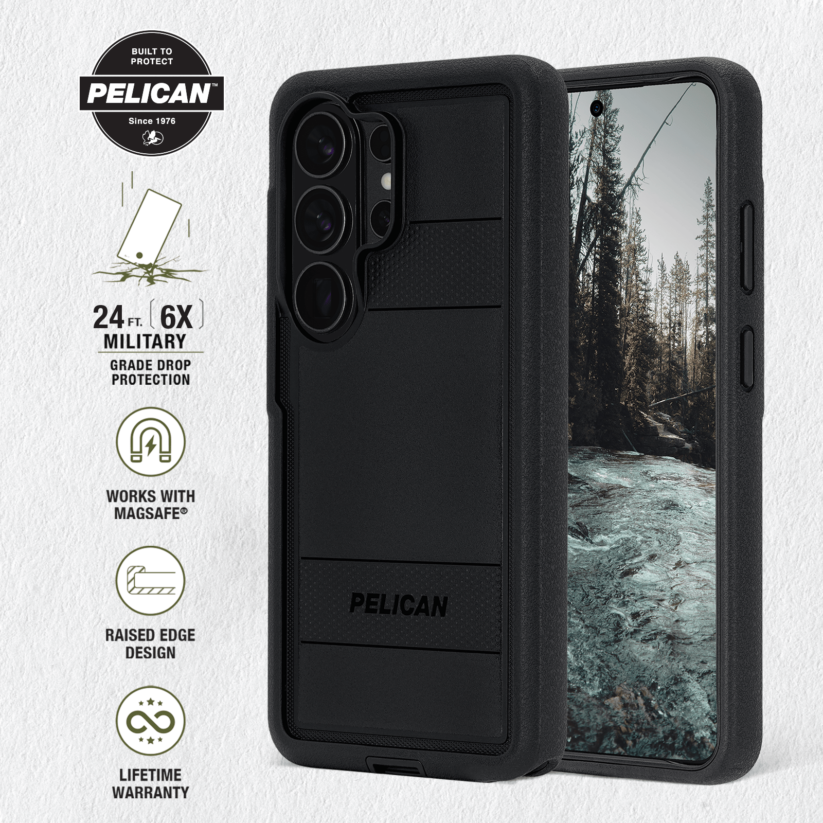 Pelican Voyager Black with Holster and Magnet - Galaxy S26 Ultra
